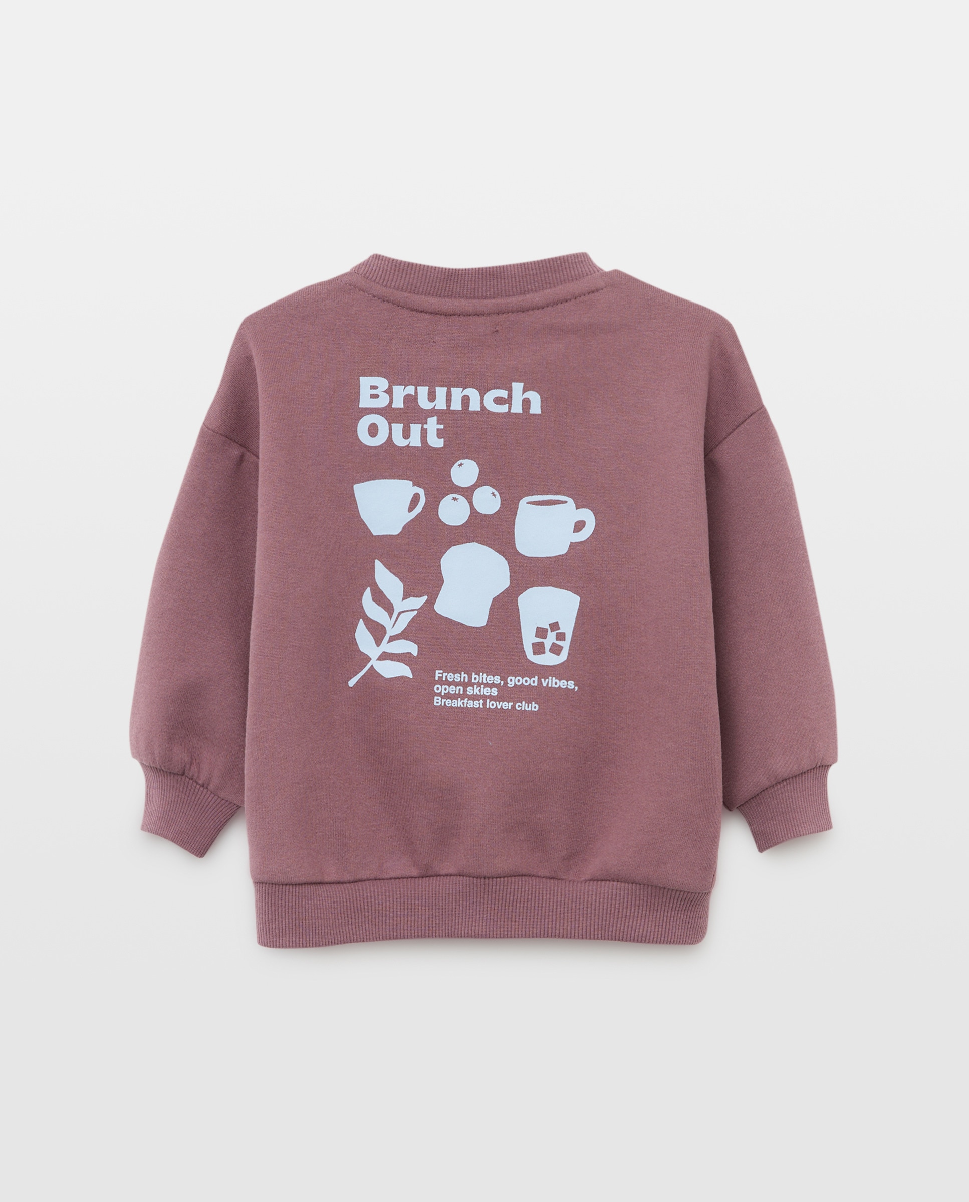 Sudadera de bebé cuello caja estampada Ciruela-2