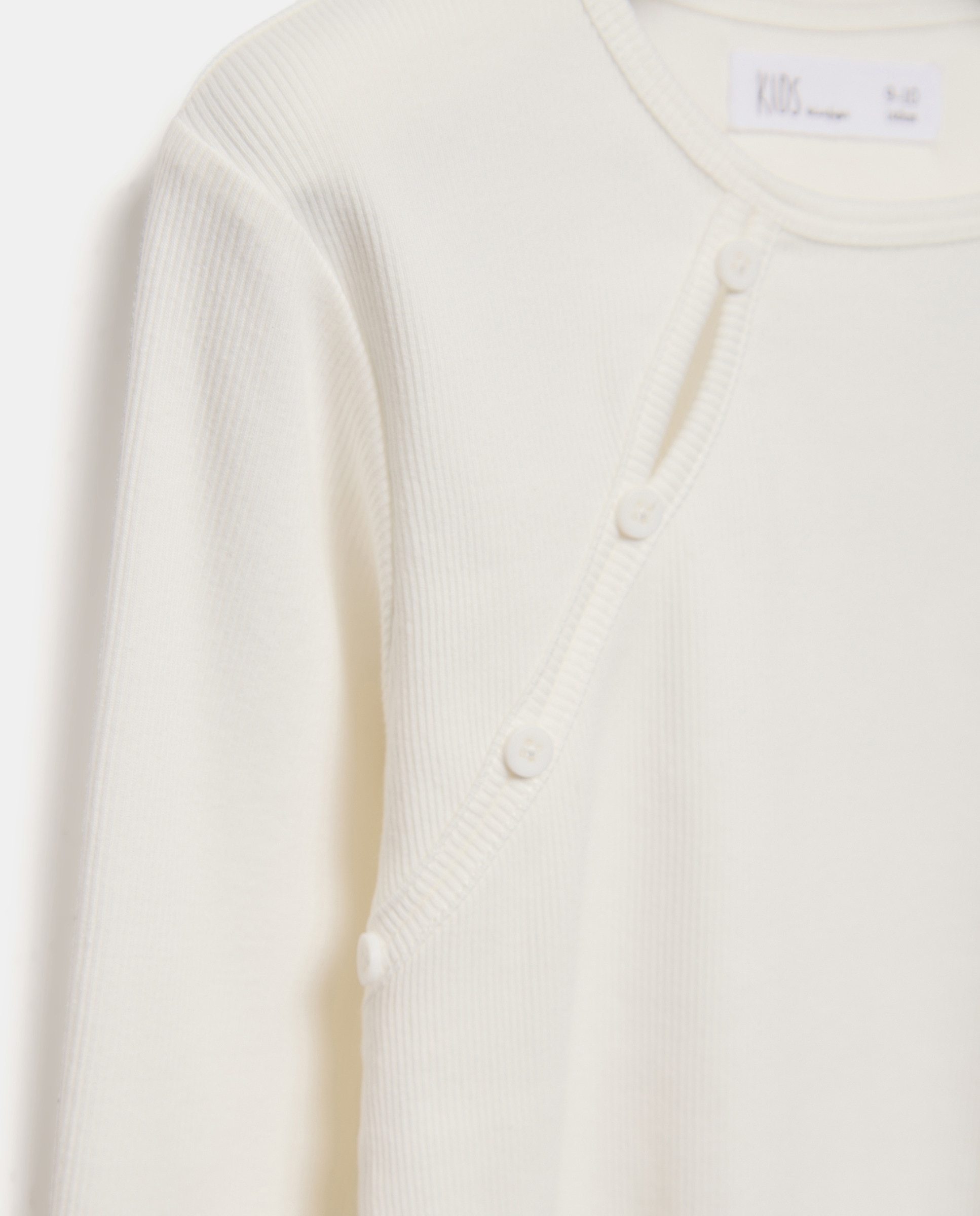 Camiseta manga larga rib corte japonés cut out pecho lateral cerrado con botones de niña - Kids El Corte Inglés - Blanco roto Blanco roto-2