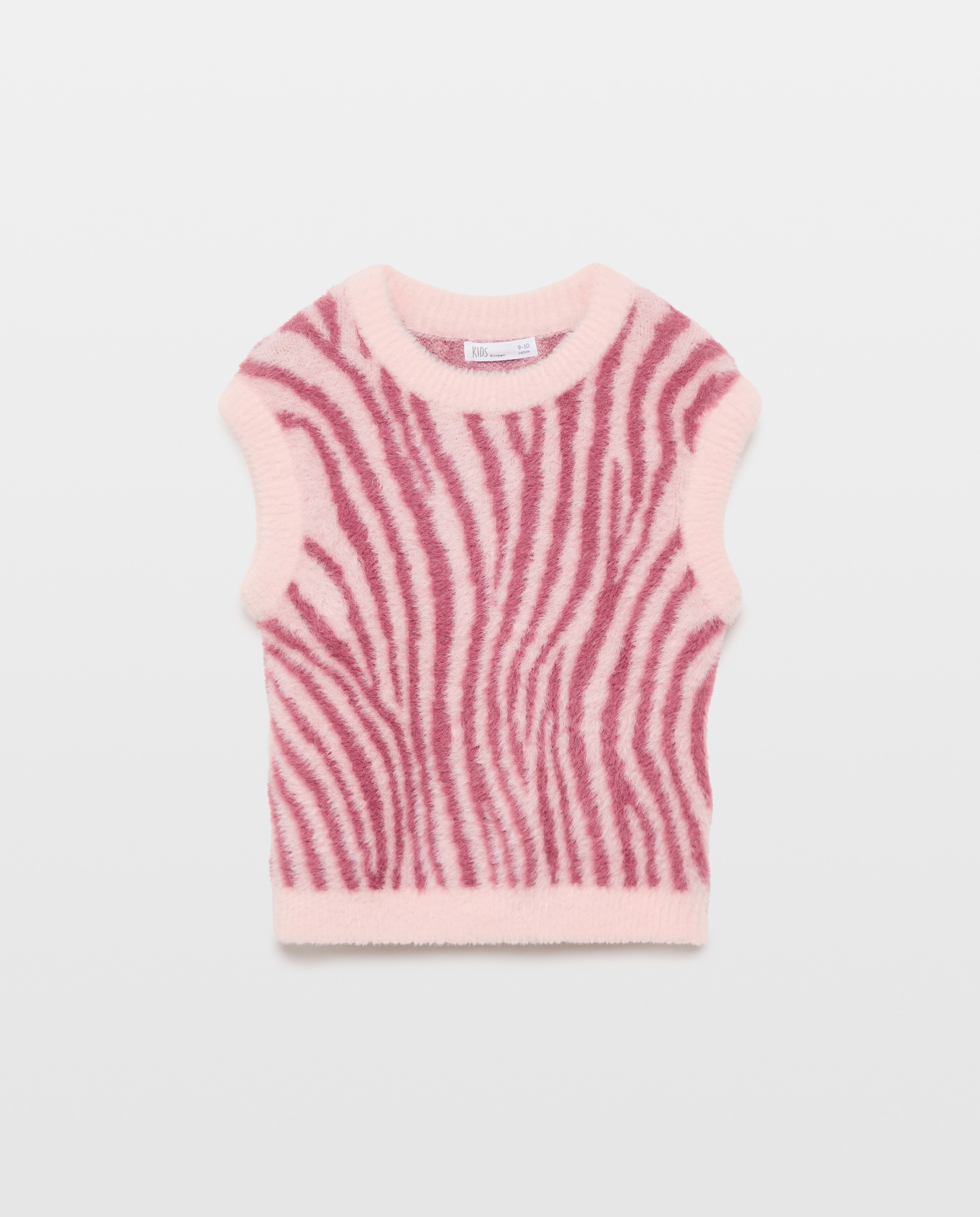 Imagem 0 de Colete Fechado de Pelo com Intársia e Animal Print de Zebra