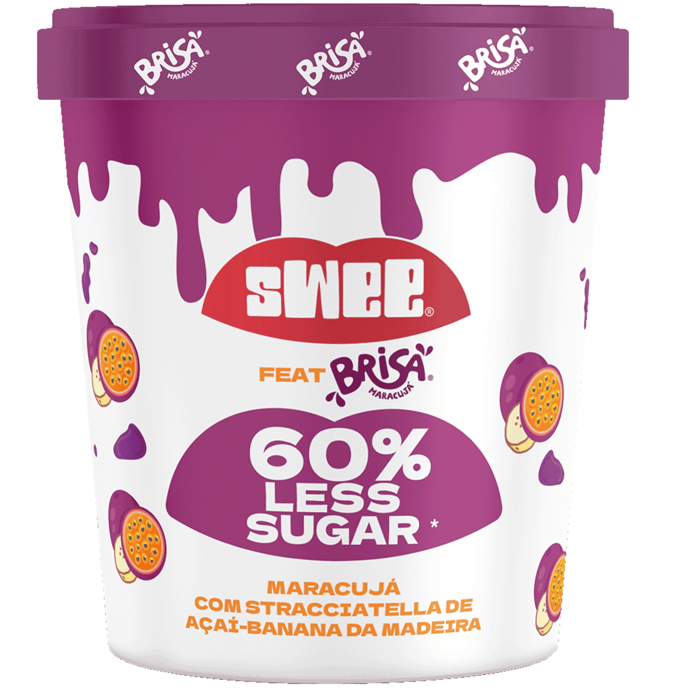Gelado de Maracujá, Stracciatella de Açaí Banana da Madeira embalagem 450 ml