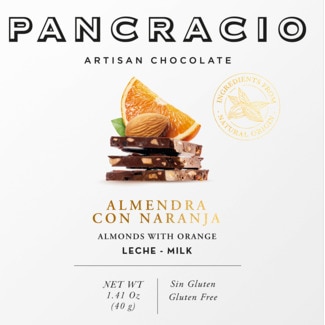 Chocolate de Leite com Amêndoas e Laranja embalagem 40 g - Pancracio