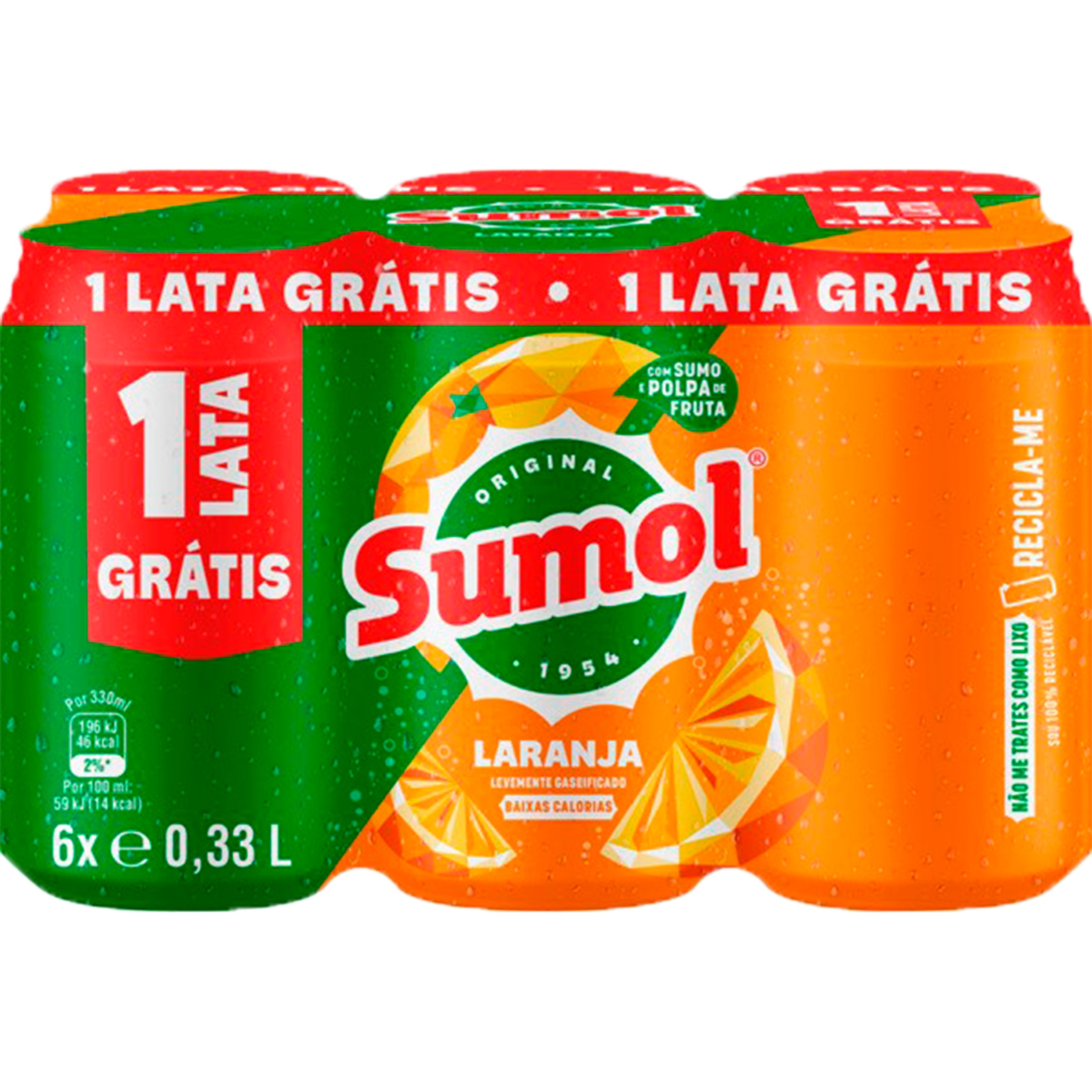 Refrigerante de Laranja com Gás Pack 6 unidades lata 33 cl