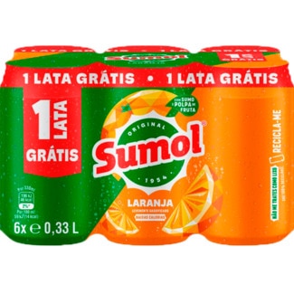 Refrigerante de Laranja com Gás Pack 6 unidades lata 33 cl - Sumol