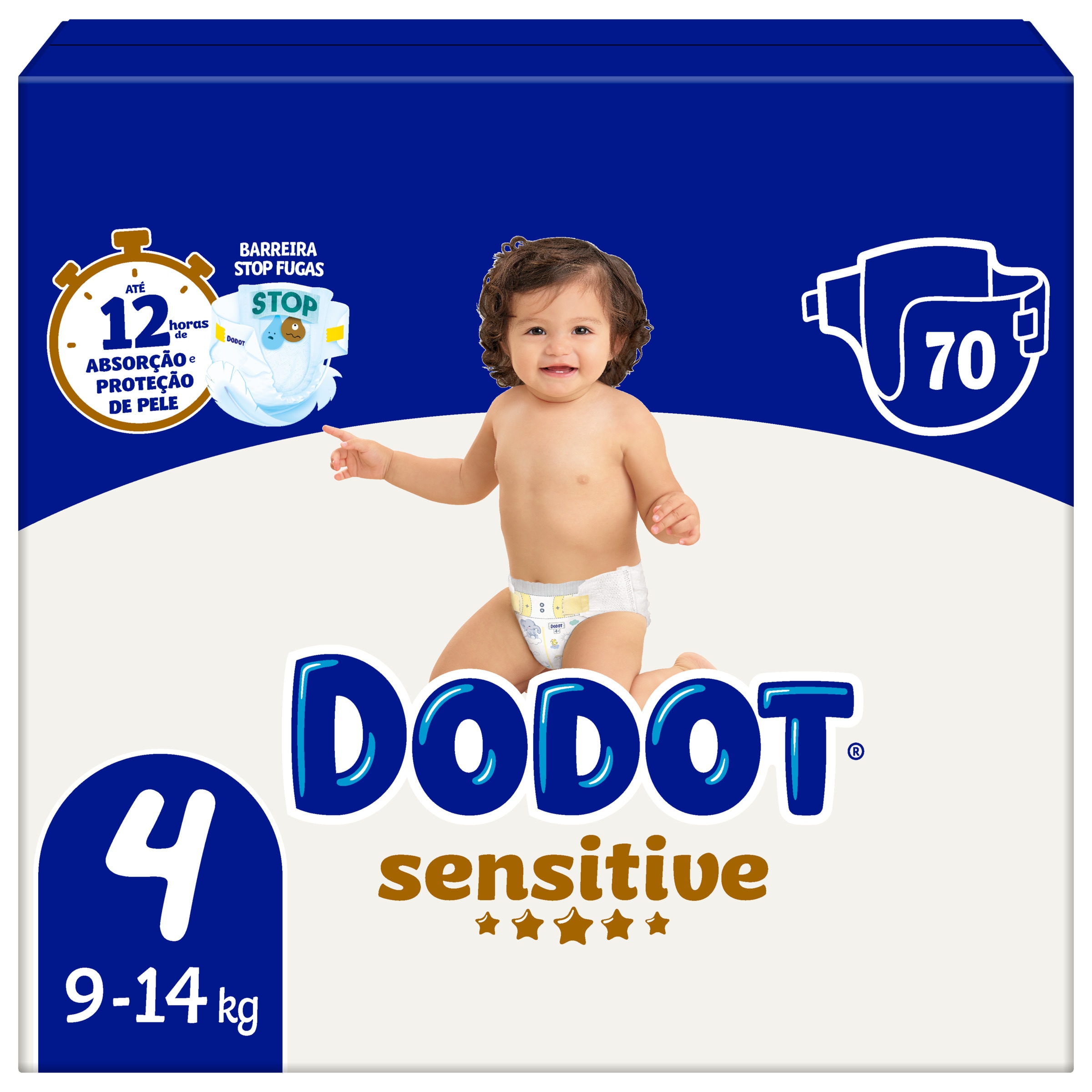 Fraldas Sensitive T4 pack 70 unidades