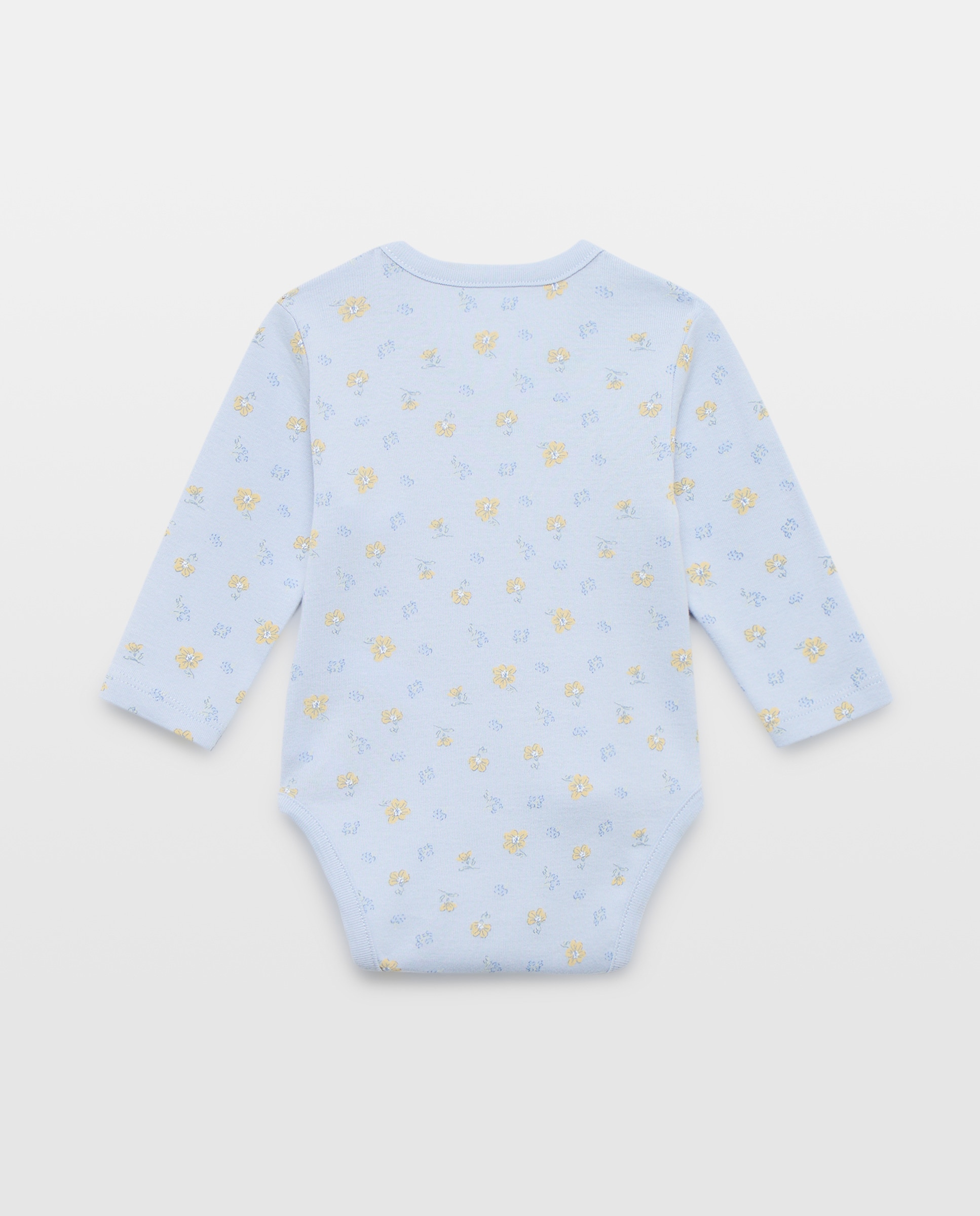 Pack de 3 Bodies de Bebé com Manga Comprida com Padrão de Flores e Bolinhas Cotton Juice Azul-2