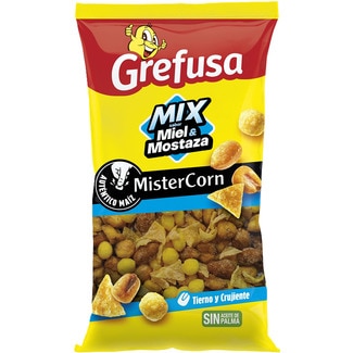 cóctel mix de frutos secos sabor a miel y mostaza bolsa 180 g - Grefusa Mister Corn