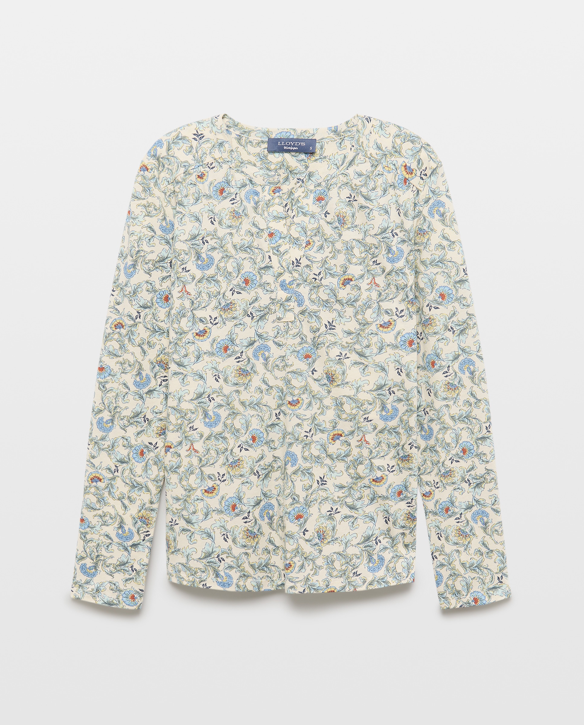 Camisola de Manga Comprida com Gola Tipo Padeiro Branco-1