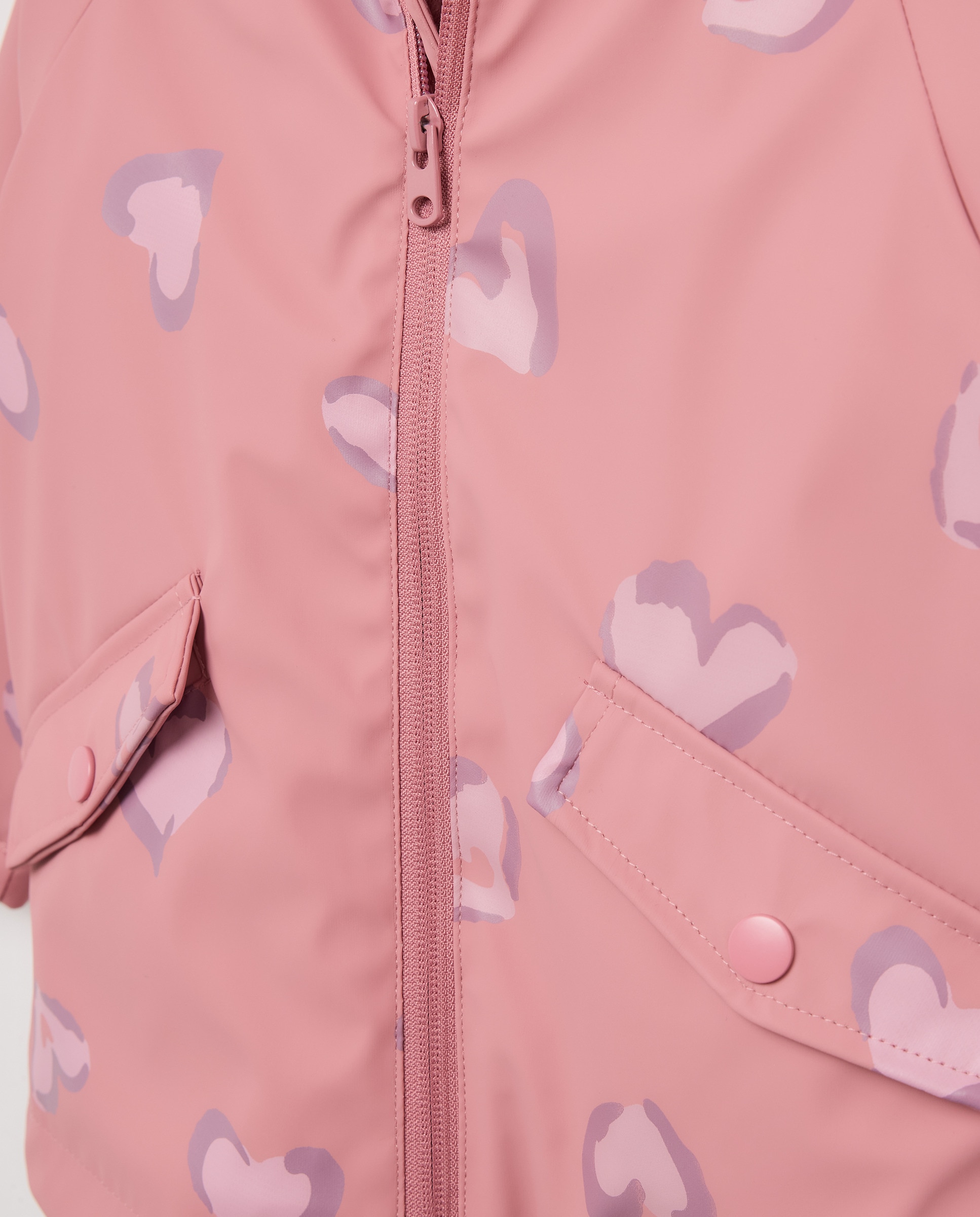 Impermeável de Criança Revestido em Caucho com Estampado All Over Mini Mancha Animal em Forma de Coração Kids El Corte Inglés Rosa-2