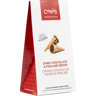 Cönus mini conos de barquillo rellenos de chocolate negro 74% estuche 70 g - Rodellas