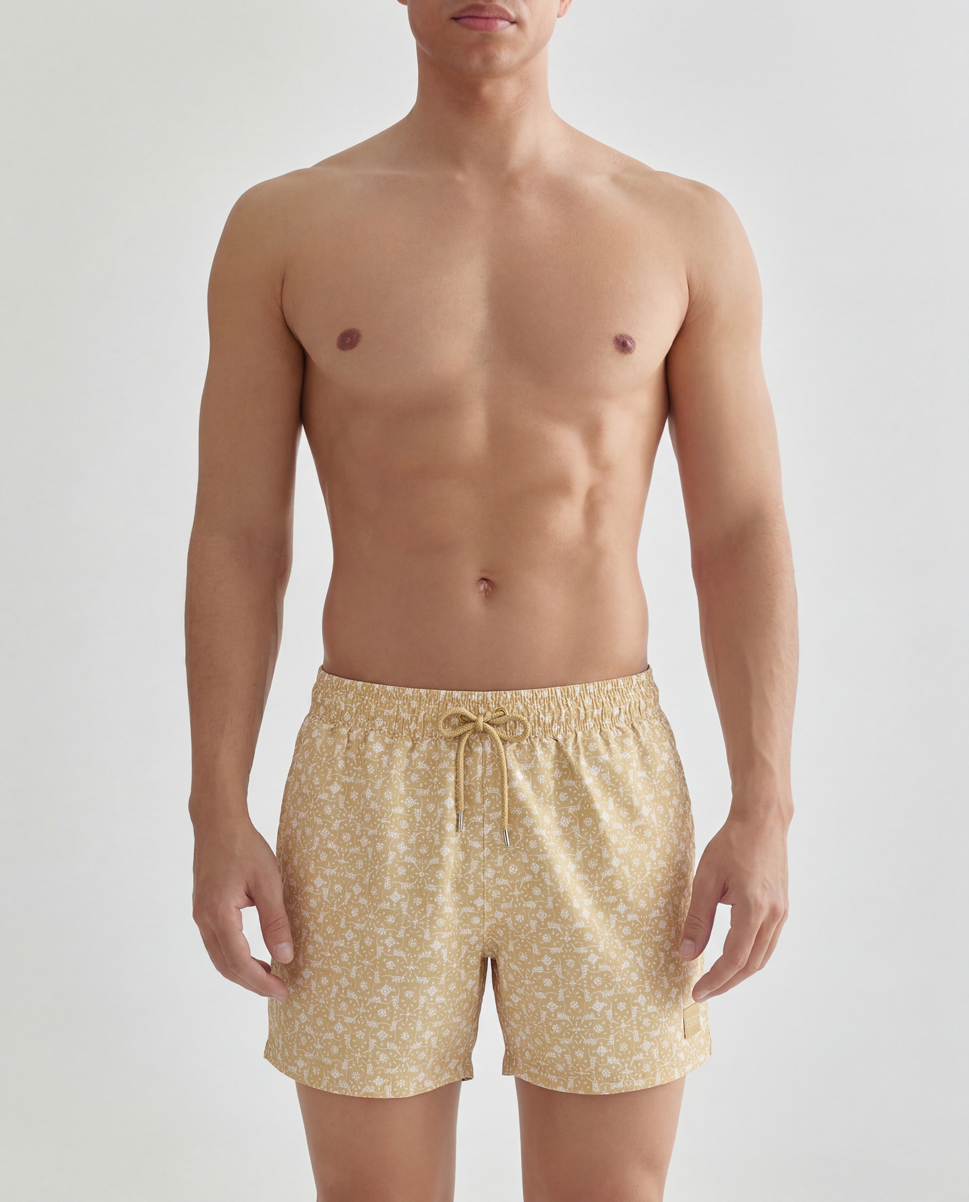 Calções de Banho com Estampado Mostarda-5