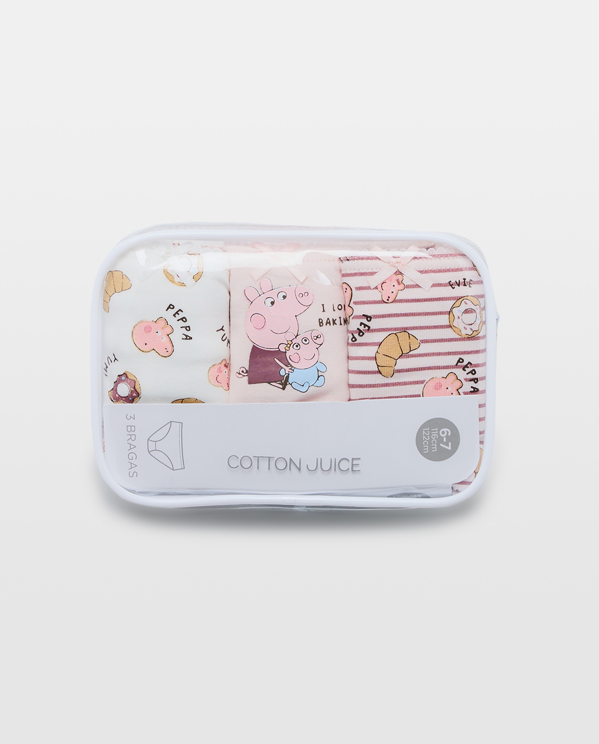 Pack de 3 Cuecas pela Anca com Estampado de Fantasia Peppa Pig Rosa-4