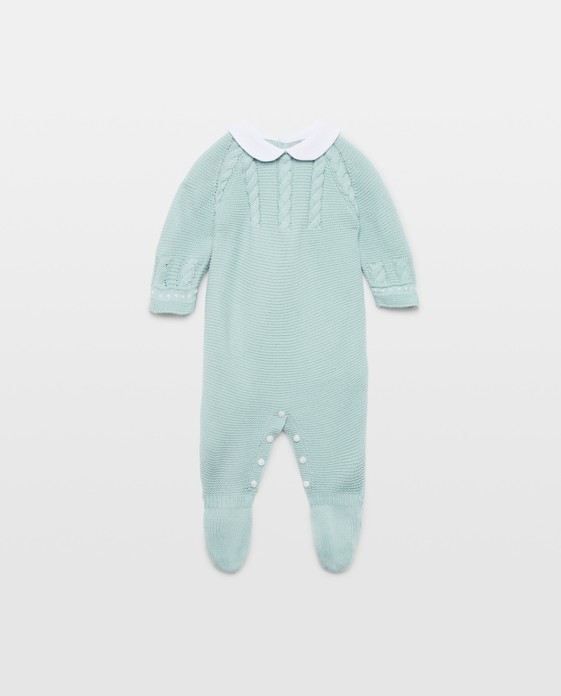 Imagem 0 de Babygrow de Tricot Clássico de Bebé com Gola Bebé, Malha do Cabo Horizontal e Relevos