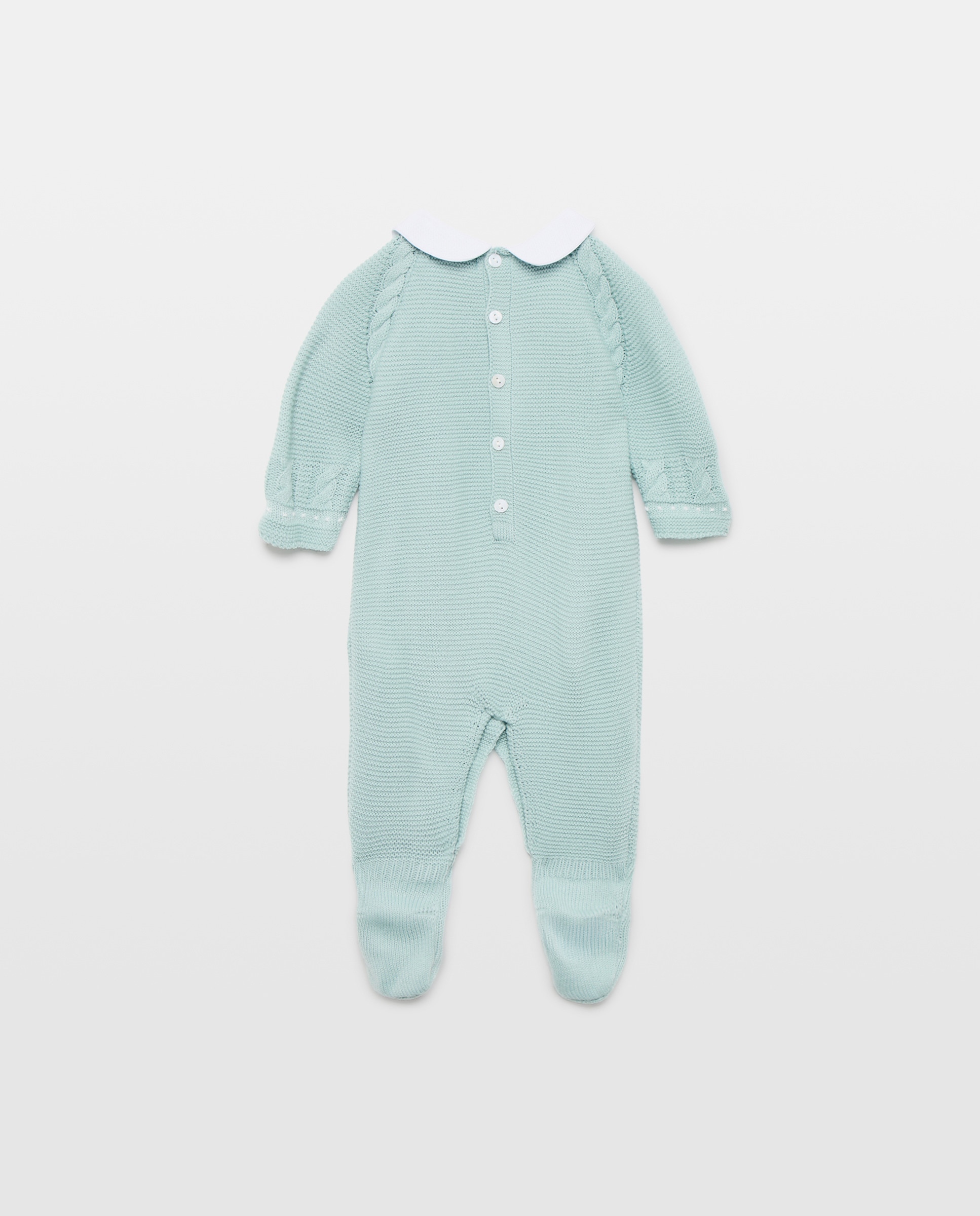 Babygrow de Tricot Clássico de Bebé com Gola Bebé, Malha do Cabo Horizontal e Relevos Coconut El Corte Inglés Verde-2