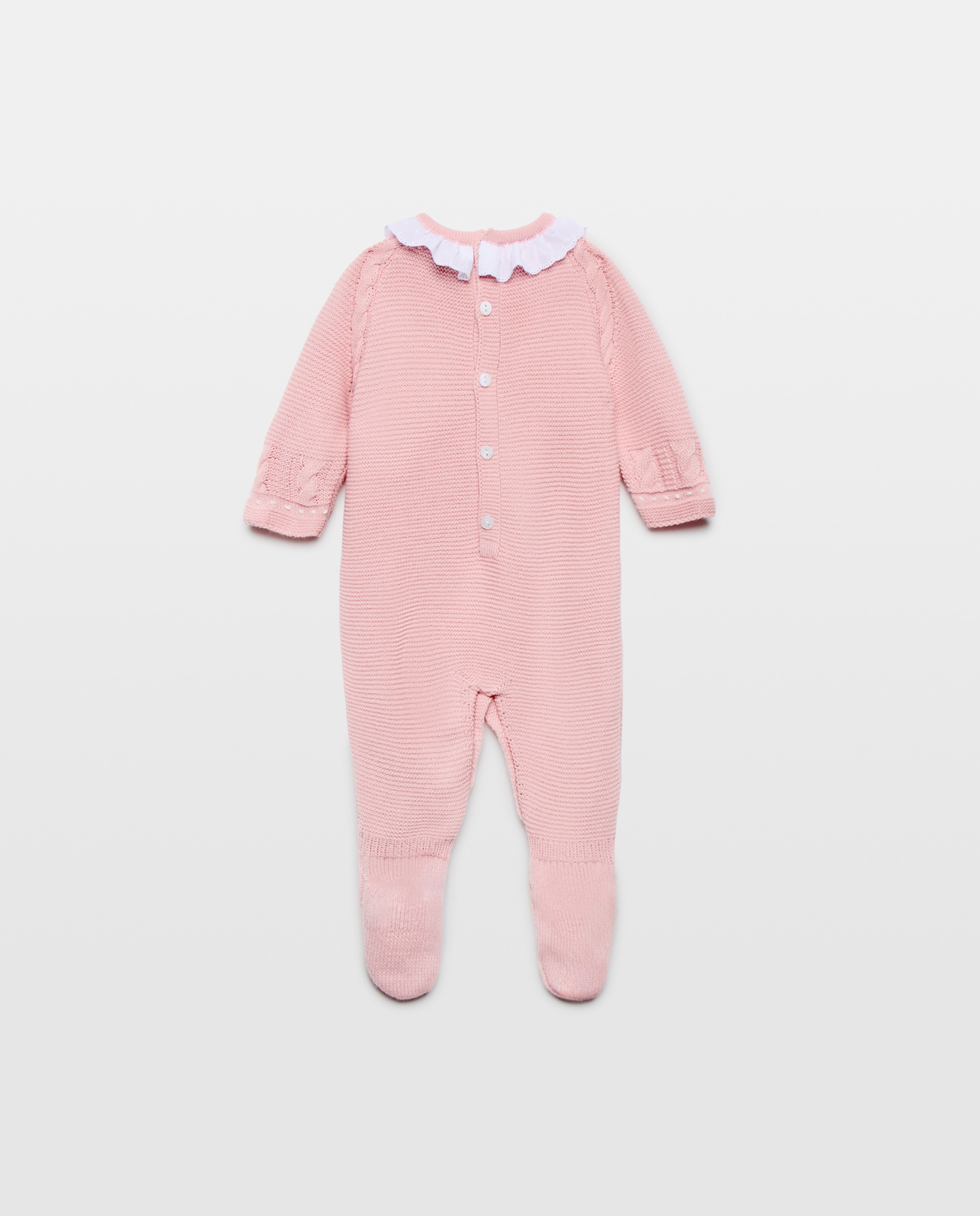 Babygrow de Tricot Clássico de Bebé com Gola, Malha do Cabo Horizontal e Relevos Coconut El Corte Inglés 200 Rosa-2