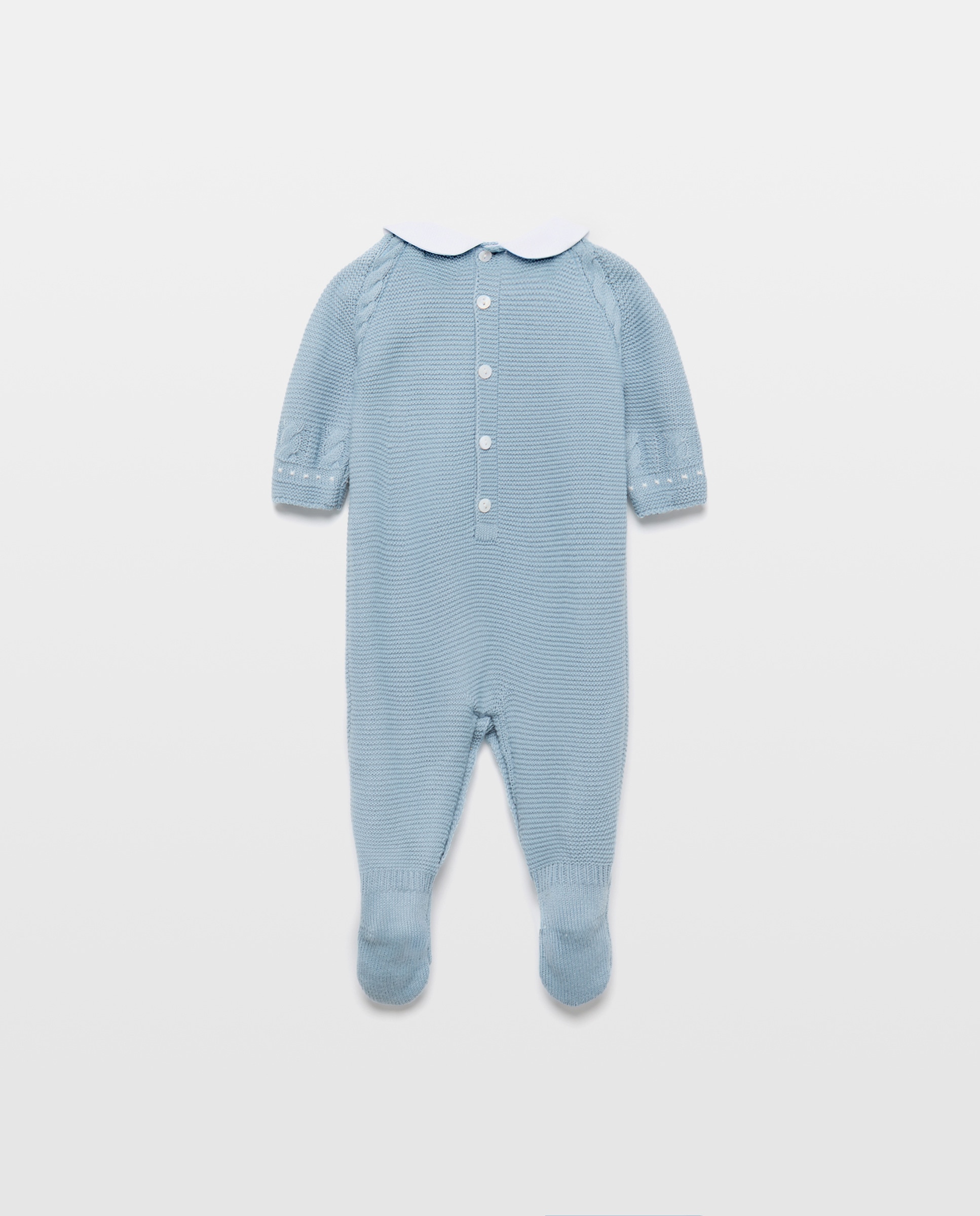 Babygrow de Tricot Clássico de Bebé com Gola Bebé, Malha do Cabo Horizontal e Relevos Coconut El Corte Inglés 400 Azul-2
