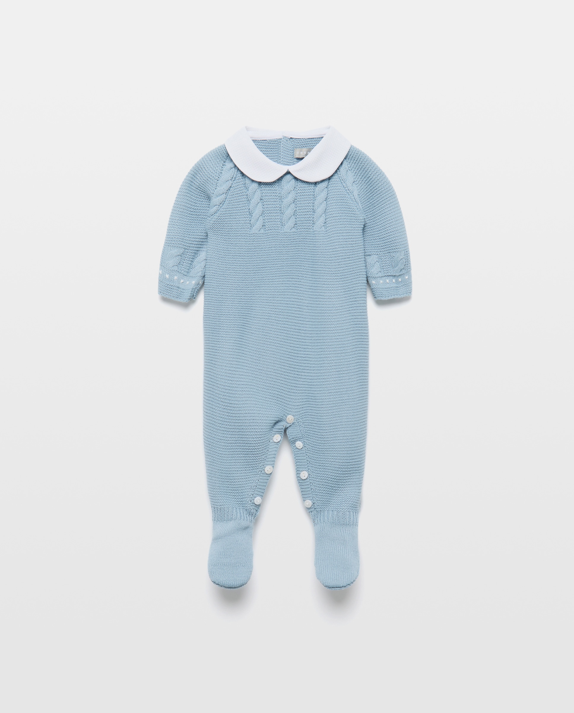 Imagem 0 de Babygrow de Tricot Clássico de Bebé com Gola Bebé, Malha do Cabo Horizontal e Relevos