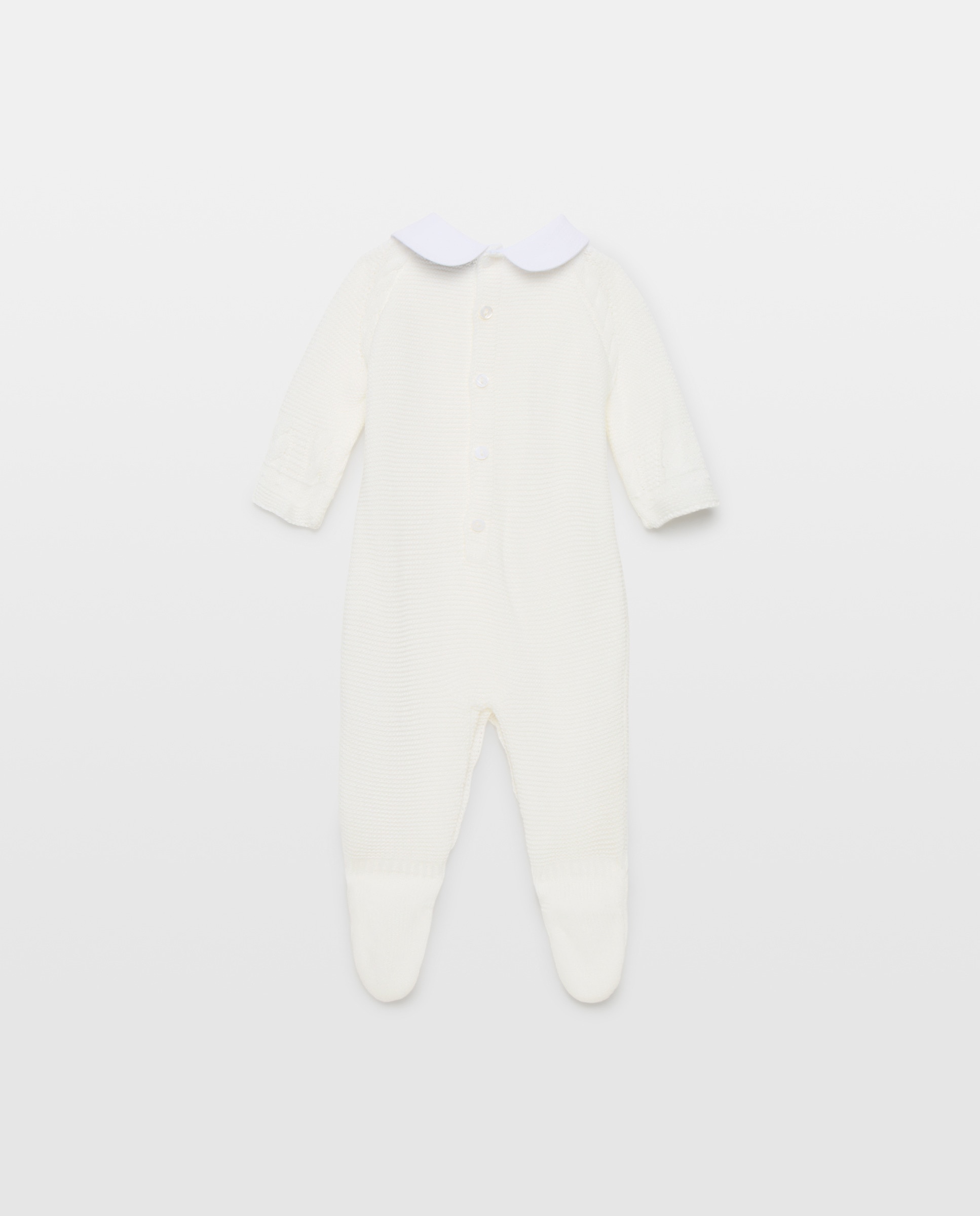 Babygrow de Tricot Clássico de Bebé com Gola Bebé, Malha do Cabo Horizontal e Relevos Coconut El Corte Inglés Branco-marfim-2