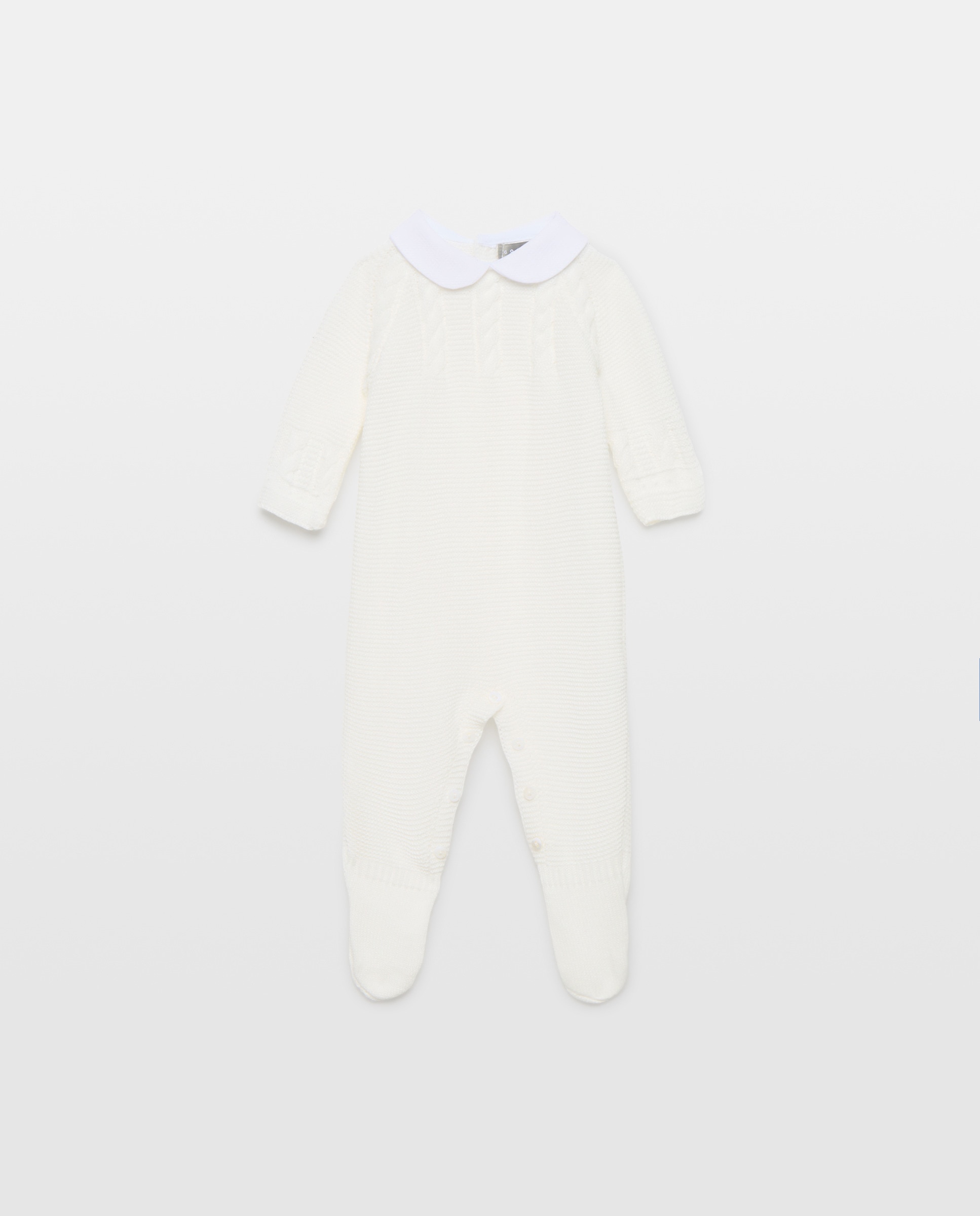 Imagem 0 de Babygrow de Tricot Clássico de Bebé com Gola Bebé, Malha do Cabo Horizontal e Relevos