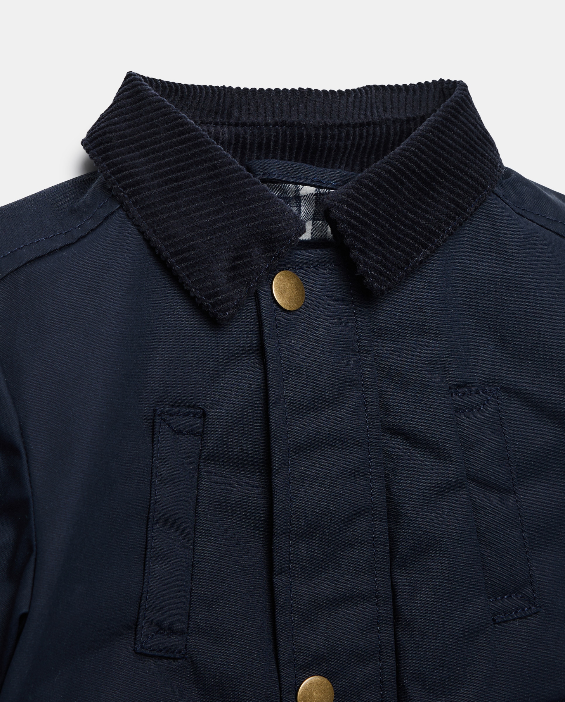 Parka de bebé encerada con cuello de pana Azul marino-3