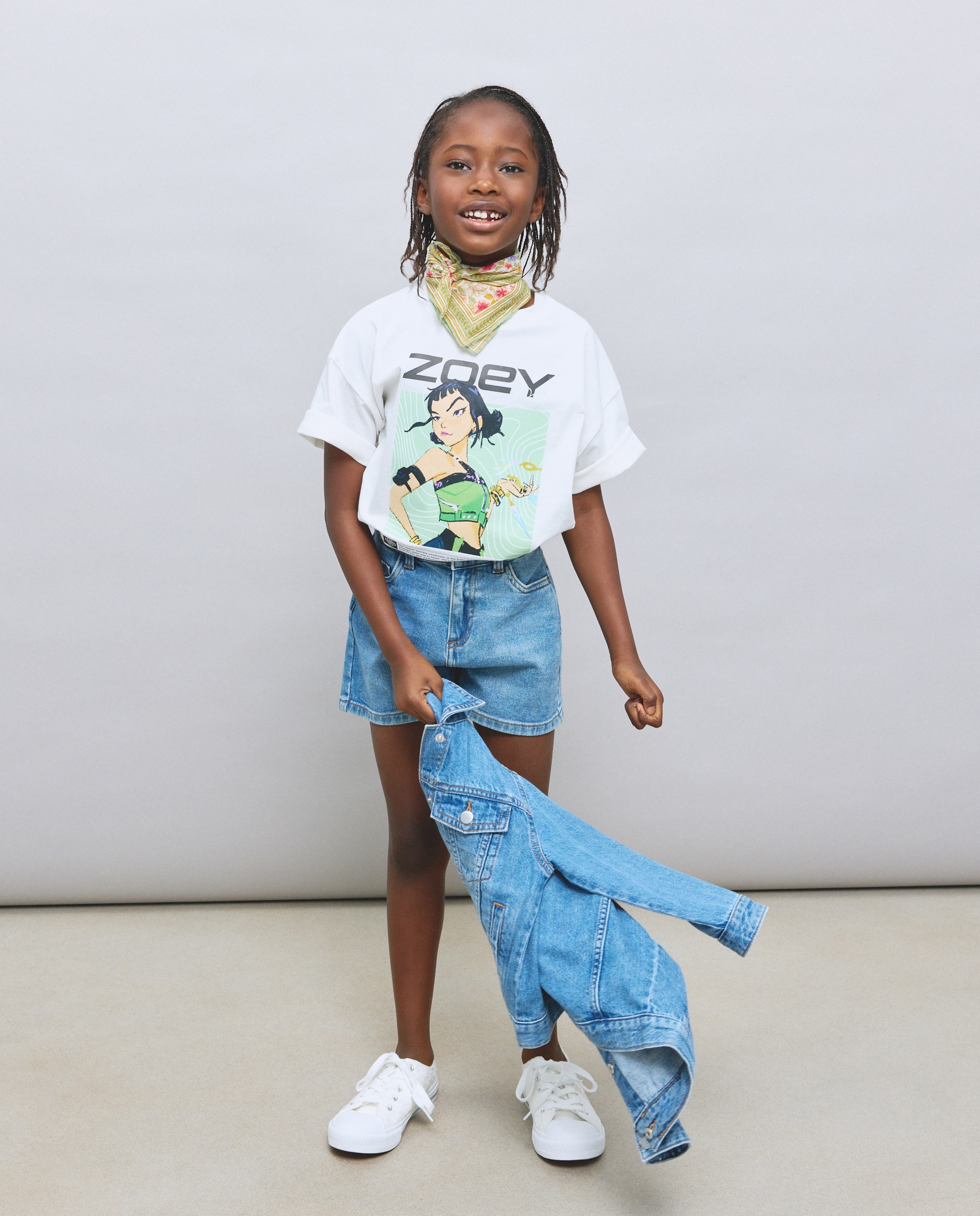 T-shirt de Manga Curta KPOP com Estampado Posicional no Peito "Zoey" Kids El Corte Inglés Branco-2