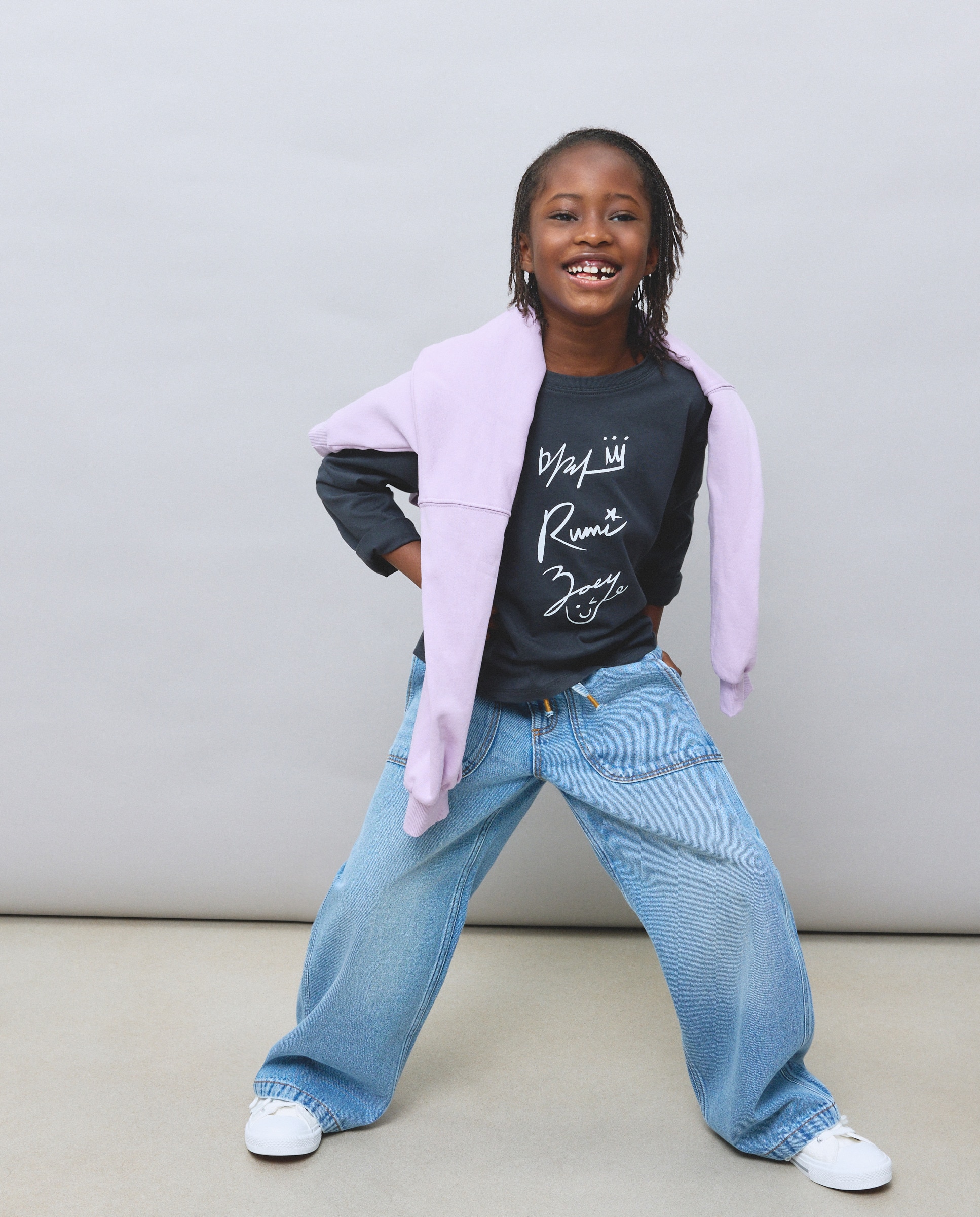 Camisola de Manga Comprida com Estampado Posicional KPOP no Peito e Costas Kids El Corte Inglés Cinzento-1