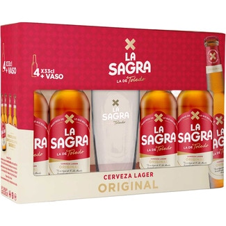 cervezas rubias lagers estuche 4 botellas 33 cl + Vaso - La Sagra