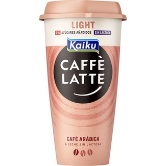Caffé Latte Light bebida láctea de café arábica suave con leche desnatada fresca vaso 230 ml sin gluten sin lactosa - Kaiku