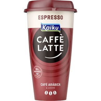 Caffé Latte Espresso bebida láctea de café arábica intenso con leche semidesnatada fresca vaso 230 ml sin gluten - Kaiku