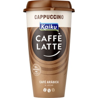 Caffé Latte Cappuccino bebida láctea de café arábica con leche fresca semidesnatada y cacao sin gluten vaso 230 ml - Kaiku