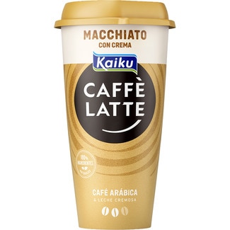 Caffé Latte Macchiato bebida láctea de café arábica con leche semidesnatada fresca y con crema sin gluten vaso 230 ml - Kaiku