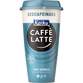 Caffé Latte Descafeinado bebida láctea de café arábica expresso con leche fresca entera vaso 230 ml sin gluten - Kaiku