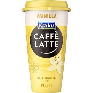 Caffé Latte bebida láctea de café arábica con leche desnatada y vainilla sin gluten vaso 230 ml - Kaiku