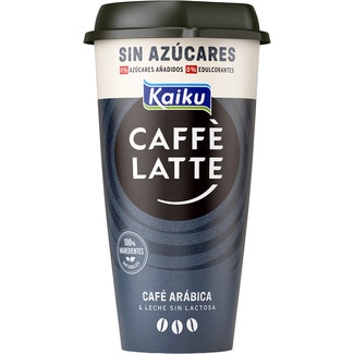 Caffé Latte bebida láctea de café arábica intenso con leche fresca desnatada vaso 230 ml sin azúcares añadidos  sin gluten sin lactosa - Kaiku
