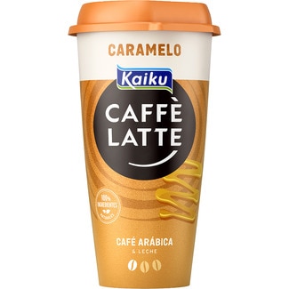 Caffé Latte Caramelo bebida láctea de café arábica con leche semidesnatada con azúcar caramelizado  sin gluten vaso 230 ml - Kaiku