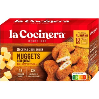 Recetas Crujientes nuggets de pollo con queso 15 unidades estuche 350 g - La Cocinera