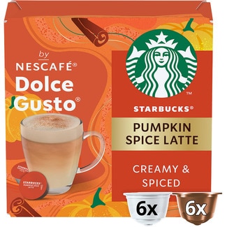 café Pumpkin Spice Latte by Nescafé Dolce Gusto estuche 6 cápsulas de café y 6 de leche cremoso y especiado - Starbucks