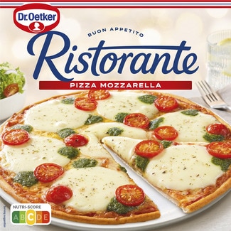 pizza con mozzarella fresca y salsa pesto Mozzarella estuche 335 g - Dr.oetker Ristorante