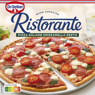 pizza con salami mozzarella y pesto estuche 360 g - Dr.oetker Ristorante