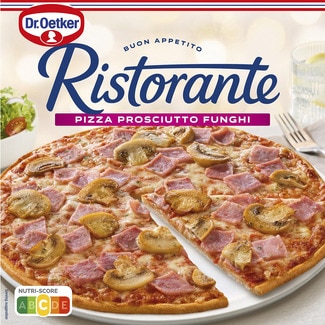 pizza proscuitto funghi con jamón champiñones y queso estuche 350 g - Dr.oetker Ristorante