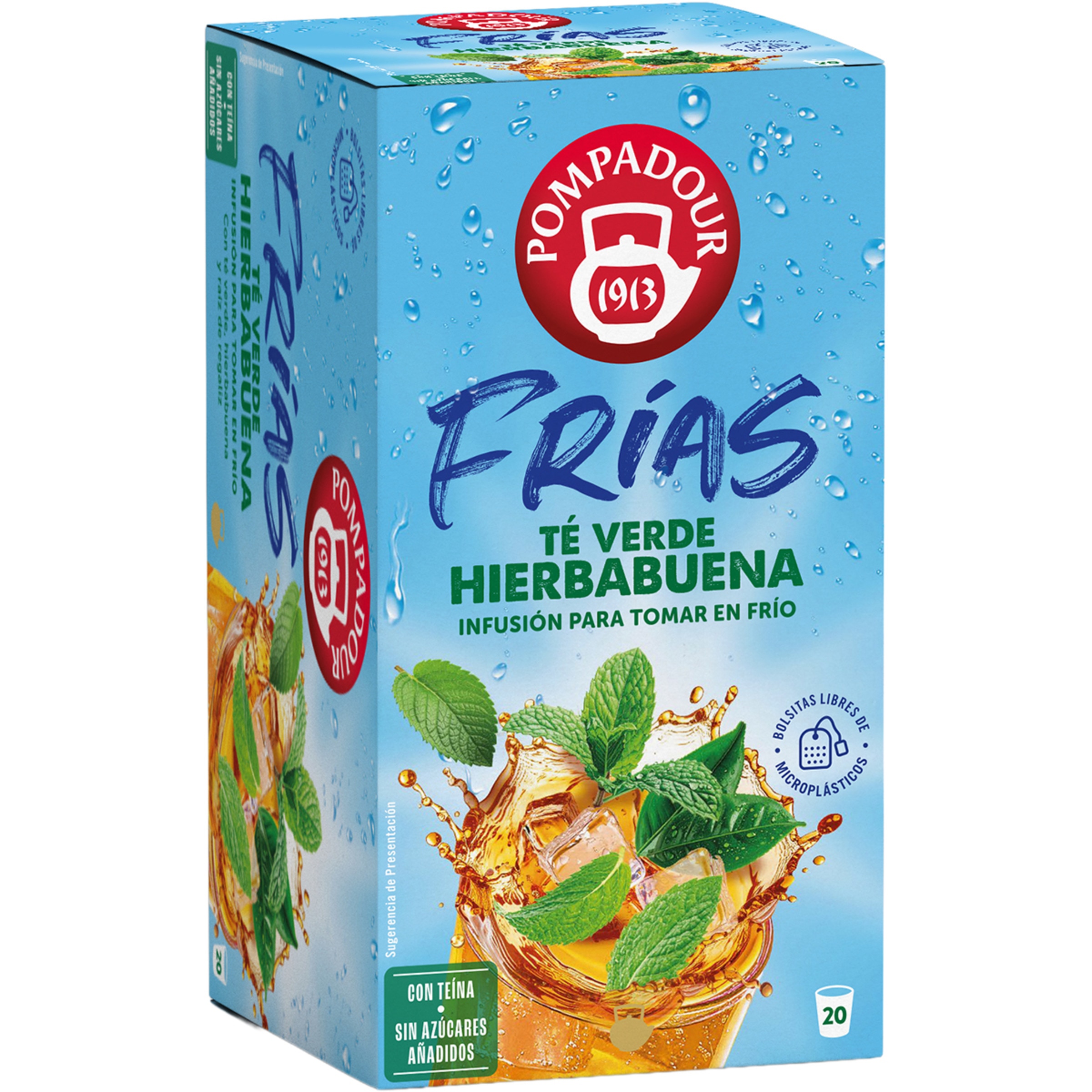 Infusión agua fría té verde con hierbabuena sin azúcares añadidos paquete 20 bolsitas