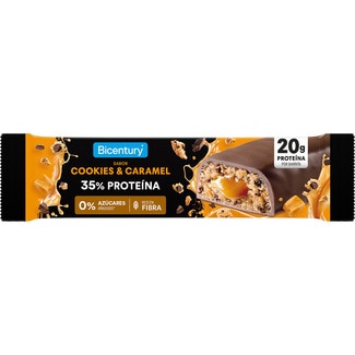 barrita proteica sabor cookies & caramelo envase 57 g 0% azúcares añadidos - Bicentury