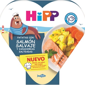 Pequeño Gourmet tarrina de zanahorias y patatas con salmón salvaje ecológico desde 1 año envase 250 g - Hipp Biologico