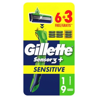 Lâminas de Barbear Sensor 3 Plus Sensitive embalagem 6 unidades - Gillette