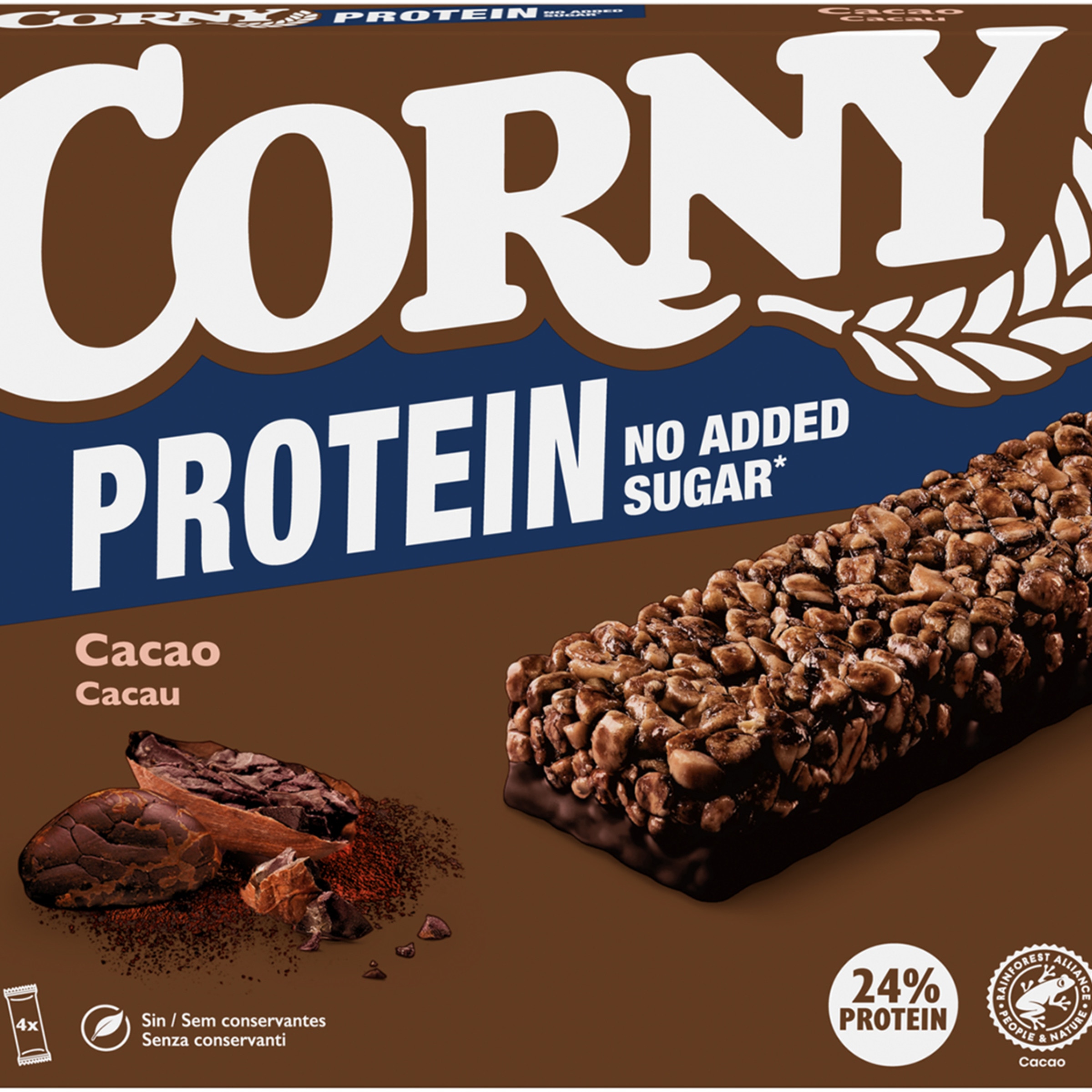 barritas proteicas de cacao sin azúcares añadidos 4 unidades estuche 100 g