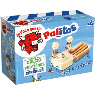 Palitos crema de queso natural con palitos de pan para mojar pack 4 tarrinas caja 140 g - La Vaca Que Rie