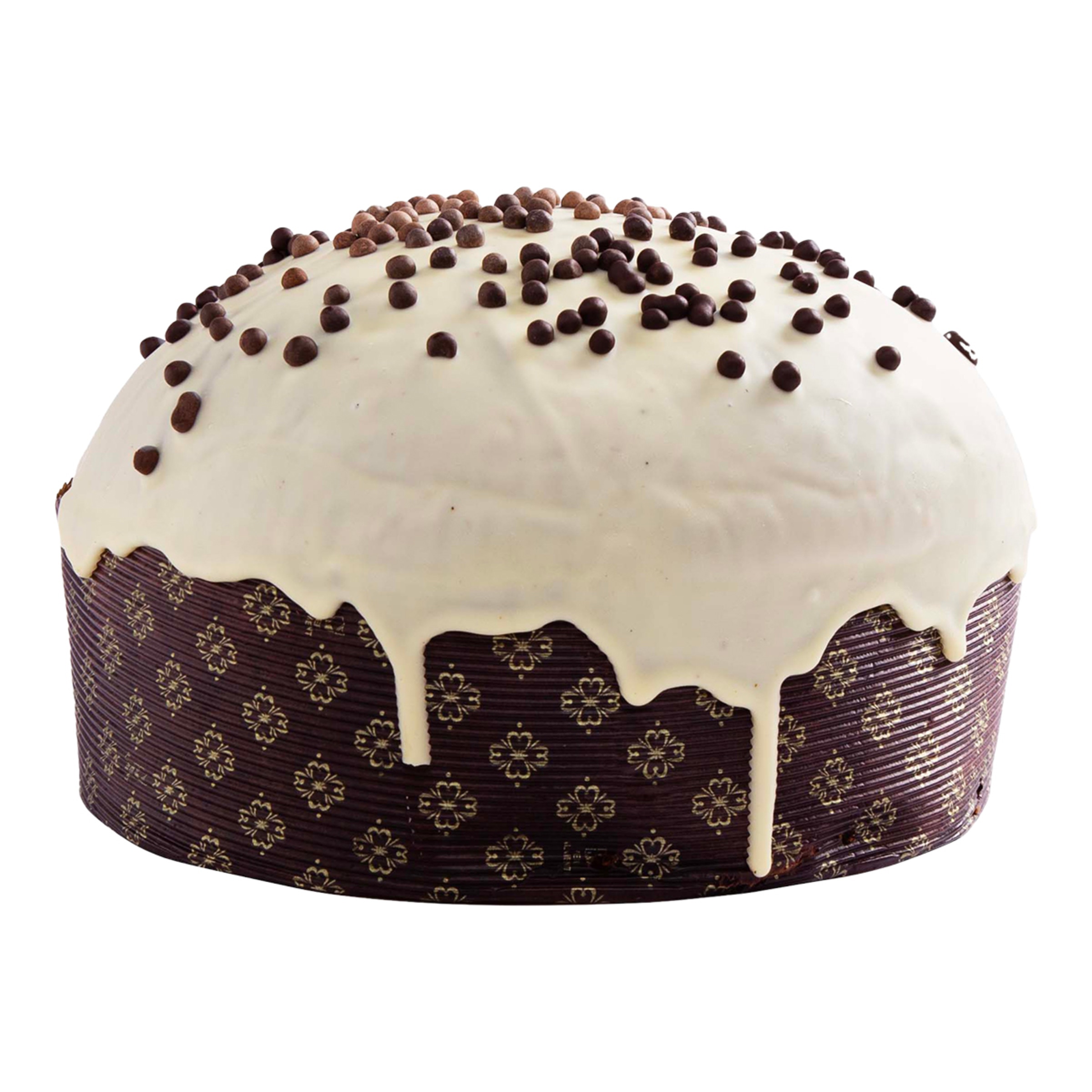 Panettone con pera confitada, gotas de chocolate, cubierto con chocolate blanco y chips de chocolate siciliano Fiasconaro 2