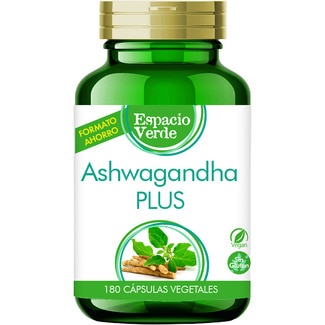 ashwagandha plus vegana sin gluten bote 180 cápsulas formato ahorro - Espacio Verde