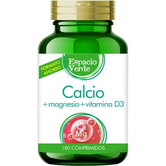 calcio + magnesio + vitamina D3 bote 180 cápsulas formato ahorro - Espacio Verde