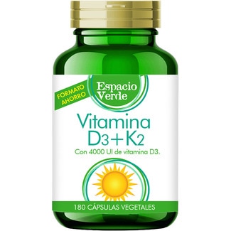 vitamina D3 + k2 bote 180 cápsulas formato ahorro - Espacio Verde