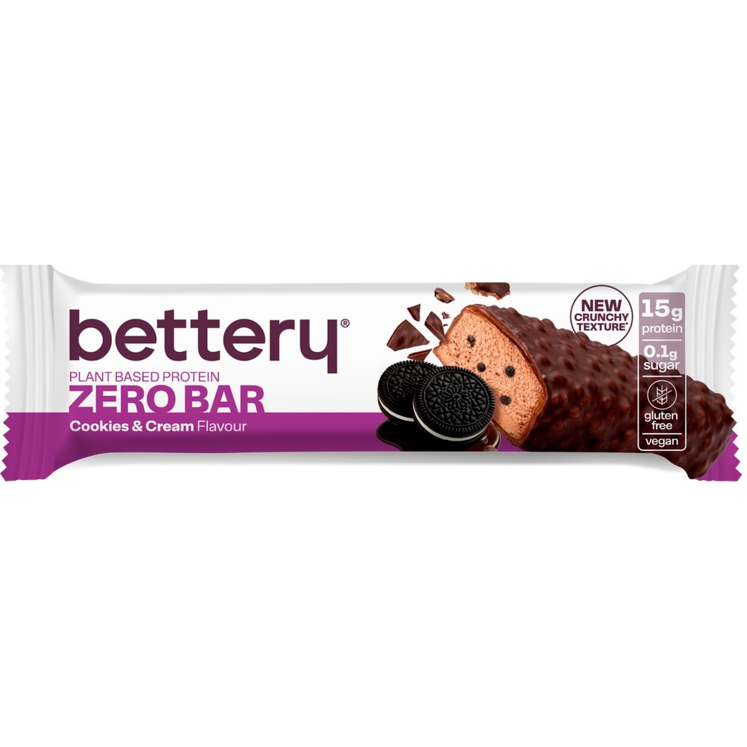 Barra Plant Based Zero Bar Cookies e Cream embalagem 55 g